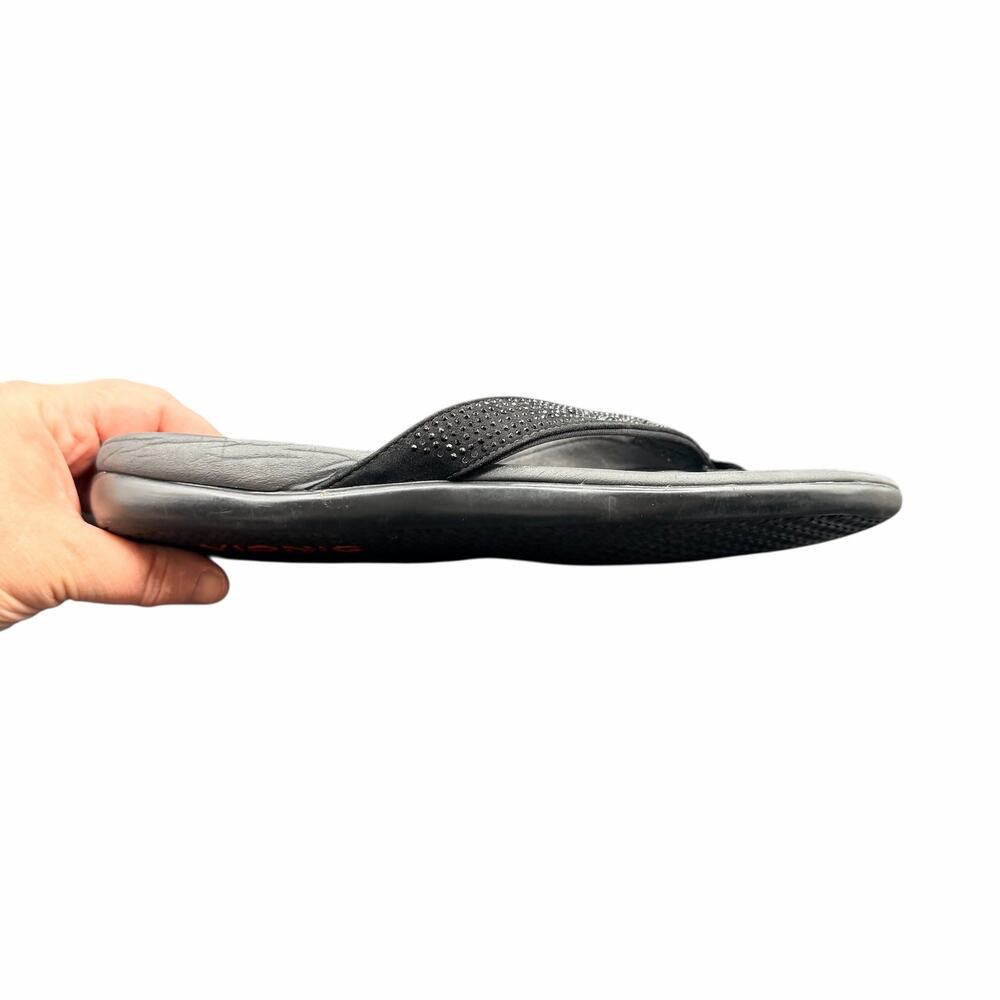 Vionic Rhinestone Flip Flops Black Gray Orthotic … - image 8